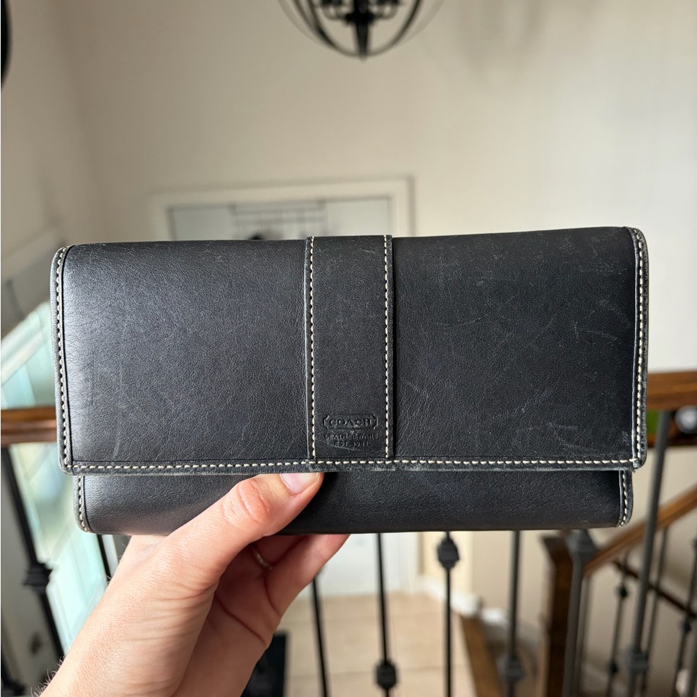 Coach Black Leather Clutch Wallet